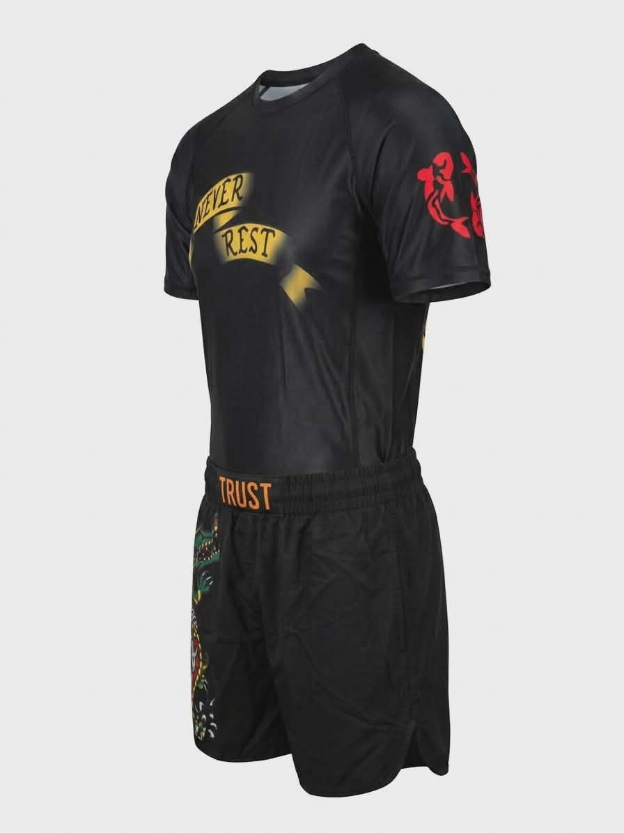 Never Rest BJJ Rash Guard Set – No-Gi Jiu-Jitsu Compression Gear | Trust-Clothes